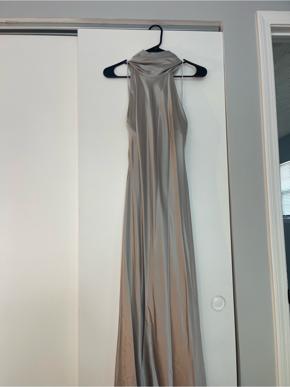 Ralph Lauren 100% Silk Silver Maxi Dress / Wedding Guest Gown